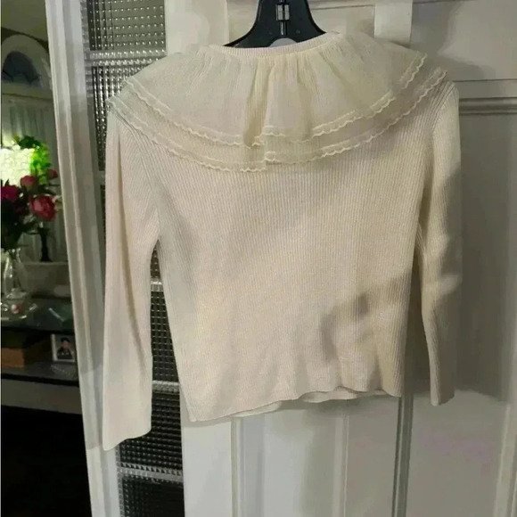 Zara girls button up ivory sweater with a lace collar size 9 - Picture 2 of 7